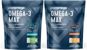 Coromega Omega3 Fish Oil Bundle - 2400mg Omega -3 s + D-vitamin, 3X Jobb abszorpció, nincs halas utóíz, Kókuszos áldás és Citrus Burst Flavor, 60 Squeeze csomag