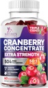 Áfonya gumik 50: 1 Áfonya kivonat - Vizeleti Tract Support Készült 25,000mg, Segít Cleanse & Protect, Cran Berry gumi kiegészítés + C-vitamin, rágótabletta nőknek - 60 Gumies