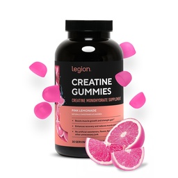 LEGION Creatine Monohydrate Gumies for Men & Women - Clean Creatine Chewables for Muscle Gain, Endurance & Post Workout Recovery - Creatine Supplement for Maximum Absorption (Rózsaszín Lemonade)