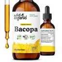 Wild & Organic Bacopa Tincture - Supports All, Focus, Clarity - Bacopa Monnieri Supplement Liquid - Alkoholmentes cseppek Brahmi kivonattal - Vegan, Sugar- Free - 2- hónapos ellátás - 2 fl oz