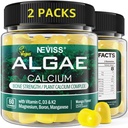 (2 Pack) Kalcium-gumik nők számára, Sugar Free Calcium Supplement from Sustainable Algae (3. fél tesztelt) a D3 K2, C, Cink, Boron, Mangán Csonterő, Kalcium Absoption, Vegan