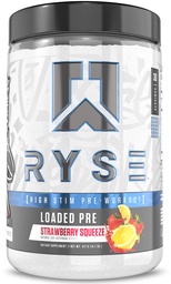 RYSE Loaded Pre Workout Powder - Strawberry Squeeze - Napi előzetes edzés férfiak és nők számára 390mg koffein, Beta Alanine, és Citrulline pump, fókusz, és energia - 30 szervizek