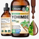 BIO KRAUTER ® Yohimbine teljesítménytámogatásért - Vegan Yohimbe kiegészítők férfiak és nők részére 500 mg / szerving (Yohimbe Bark) 4 Fl. Oz., 56- napos ellátás, alkohol és cukor mentes workout kiegészítők