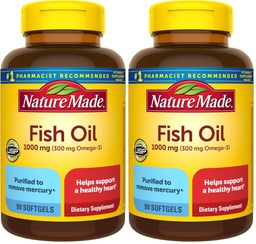 Természet Készült Halolaj Omega 3 kiegészítők, 1000 mg Softgels, Omega 3 Halolaj egészséges szív támogatás, 90 Softgels, 45 napos ellátás (csomag 2)