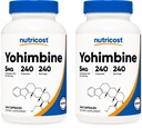 Nutricost Yohimbine HCl 5mg, 240 kapszula (2 üveg) - Extra Erő - Gluten Free & Non- GMO