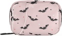 Halloween Bats Pink Pill Box 7 Day Pill Case Travel Pill Organizer Bag Zipper Portable Weekly Vitamin Supply Holder Pouch Bag