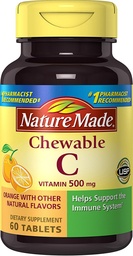 A természet készített rágóképes C-vitamin 500 mg tabletta, 60 gróf, hogy segítse az immunrendszer (csomag 3)
