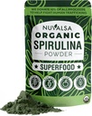 Nuvalsa Organic Spirulina Powder 1lb - 100% Tiszta szuperfood kiegészítés a Blue Green Algae nem GMO a Smoothie & Protein Drink, Vegan & USDA Certified Organic - 100 Servings