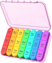 Daviky Daily Pill Box Organizer - 7 Day Pill Box 3 Commodities, Holds Vitamins és Medication