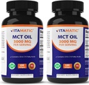 Vitamatic 2 csomag MCT olaj kapszula 3000 mg adagonként - 180 Softgels - kókuszolajból - 55% kaprinsav C8-at és 40% kaprinsav C10-et tartalmaz (összesen 360 Softgel)