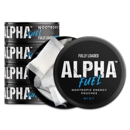 Teljesen megtöltött Alfa Üzemanyag Nootropic Pouches (Menta Üzemanyag) - 5 kanna, 15 Pouches per doboz - Nootropic Energy Pouches koffein, Alpha GPC, Tyrosine, Taurin, Guarana és More.