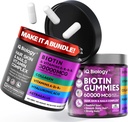 Biotin Hair Growth Bundle - Biotin Vitamins & Keratin Capsules + Hair Gumies with Collagen & Astragalus - Hair Skin Nails Vitamins for Women & Men