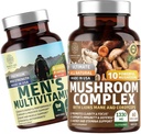 Number One Nutrition N1N Premium Gomba Komplex [10X Erőteljes gombák] és Men 's Daily Multivitamin [35 erős összetevők], 2 Pack Bundle