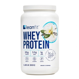 LeanFit WEEY fehérje természetes vanília - 100% tejsavó fehérje por, 24 g fehérje Per szerving - Grass- Fed, gluténmentes, alacsony szénhidrát, BCAA, Aminosav - 23 szervizek, 1,83 Pound Tub