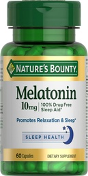 A természet Bounty Melatonin, 100% gyógyszermentes alvászavar, étrend kiegészítés, 10 mg, 60 gróf
