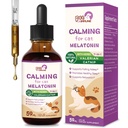 Macska Melatonin természetes nyugtató cseppek, támogatás Falling Alleep & Egészséges alvás, gyógynövény kivonat relaxációs kiegészítés L- Theanine, Valerian, macskamenta, szenvedély virág és kamilla. 2 oz