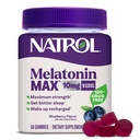 Natrol Melatonin 10 mg alvászavar kiegészítés, 50 Count MelatoninMax Gumies, Blueberry Flavor, 10 mg Melatonin Gumies alkalmi álmatlansághoz, 50 napos ellátás