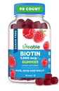 Lebensfähige Zucker freie Biotin Gummie | 5000mcg Vitamin B7 | Great Tasting Biotin Supplement | für Haarwachstum, Haut und Nagel Gesundheit | Haarergänzung für Frauen, Männer, Erwachsene | 90 Gummie