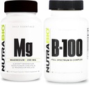 NutraBio B- 100 B Vitamin Komplex és Reacted Magnézium kiegészítés Bundle - Vitamin kiegészítés Bundle segíthet az immunrendszer, Csontegészség, Egészséges haj, bőr, és a körmök