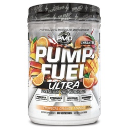 PMD Sports Pump Fuel Ultra Insanity - Premium Pre Workout Powder & Muscle Pump, nagyobb fókusz, Endurance & Recovery, Premium Creatine, Arginine & Beta Alanine, Tropical Orange Mango (30 szerváció)
