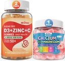 Cukor mentes C-vitamin + D3 + Cink gumi felnőttek számára 50 + & kalcium + D3 & Magnézium Töltött gumik gyerekeknek 4 +