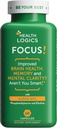 Health Logics Focus! - Brain Supplement for Memory, Clarity, Concentration with Coline, Ginkgo Biloba, Alpha GPC, Fhosthatidylserine, Bacopa Monnieri l 60 Capsules l Non- GMO