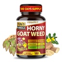 Horny Goat Weed 600 mg Yohimbine, Tongkat Ali, Maca, Tribulus & Panax Ginseng - 8- in1 Erő & Vitality Support - 180 kapszula - Vegatot - Gluten- Free, Lab Verified