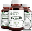 Természetes borágó olaj kiegészítés - Gazdag gamma- linolén sav (GLA), A erős omega- 6 esszenciális zsírsav ismert támogatása bőr, idegek, és Joint Health 90 Softgels.