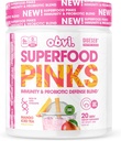 Obbi Superfood Pinks Probiotic Blend Acid 124; Rich in Antioxidants, Adaptogens, Digestic Enzyme Blend, Immun Support, Gut Health Affaires; Keto, Gluten- Free, No Sugar, 10 Billion CFU