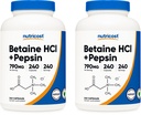 Nutricost Betaine HCl + Pepsin 790mg, 240 kapszula, 2 üveg (480 kapszula)