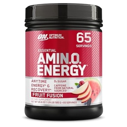 Optimum Nutrition Amino Energy - Előedzés zöld tea, BCAA, Amino Acids, Keto Friendly, Green Coffee Extract, Energy Powder - Gyümölcsfúzió, 65 szerváció (Packaging May Vary)