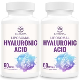 Sambugra Liposomal Hyaluronic Acid 1000mg, High BioavailabilityHyaluronic Acid Capsules, Dietary Supplement Support Skin and Bones, 120 Capsules (Pack of 2)