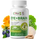 Augen + Gehirn Ergänzungen für Gedächtnis und Fokus, Lutein 40mg, Zeaxanthin, Astaxanthin, Bilberry, Lion's Mane, Bacopa Monnieri, Ginkgo Biloba, 14 in 1 Augen Vitamine für Erwachsene & Senioren 120 Kapseln