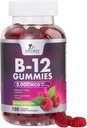 B12 Vitamins Energy Gumies 3000 mcg - Extra Strength B 12 Gummy for Metabolisation & Immune System Supplements - Chewable Dietary B12 Subtitles & Kids koffein Free Gummy Vitamin - 120 Gumies