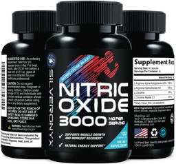 Extra Erő Nitrogén-oxid kiegészítés 3X Erő L Arginin, Citrullin malát, AAKG, Beta Alanine - Prémium izom támogató nitrogén booster - Természeti energia & szív egészség támogatás - 120 kapszula