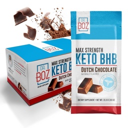 Dr. Boz - Keto BHB Powder - Holland csokoládé, 20 tasak - Növelje az energiát és csökkentse a sóvárgást - Max Strength Diétakiegészítés - USA Made - 11,7oz (332g)