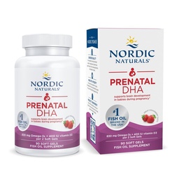 Nordic Naturals Prenatal DHA, Strawberry - 90 Soft Gels - 830 mg Omega3 + 400 NE D3 - Non-GMO - 45 Servings