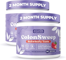 ColonSeep - Strawberry ízesített Probiotic Psyllium Husk Powder Colon Cleanser, 7.8 oz. Fiber Supplement for Gut Health - Cleanse for Bloating Relief & Detox- 30 Servings (2. csomag)