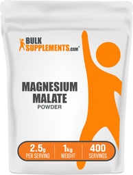 BulkSupplements.com Magnézium malátpor - Magnézium-kiegészítők, Magas biohasznosíthatóság - Flavored & Gluten Free, 2,5 g / szerving, 1 kg (2,2 kg) (1 db)
