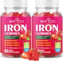 2 Pack Vegan vas gumik felnőttek és gyerekek - a C-vitamin, A, B- Complex, folát, cink, és biotin - a vér épület & energia támogatás, 120 gumi