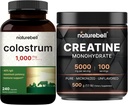 Naturebell Creatine Monohidrát Powder & Colostrum 240 Capsules 1000 mg Per Serving Bundle Pack