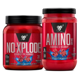 BSN Workout Bundle of NO XPLODE Pre Workout Powder Blue Raz, 30 Servings AMINO X Izom Recovery intra Workout Support, koffein Free Blue Raz, 30 Servings