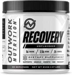Outwork Nutrition Post Workout Recovery Powder - Creatine Monohidrát, KSM- 66 Ashwagandha & Tart Cherry - Speeds Recovery, Eises Sobrease - Creatine Powder for Women & Women, Unflavored, 240