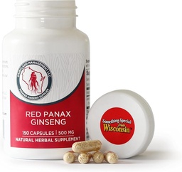 Dairyland Management LLC 100% Hiteles koreai Red Panax Ginseng Capsules -500 mg. Potens Ground Ginseng Root kivonat por - No Fillers, kötőanyagok vagy egyéb adalékanyagok. (150 ct)