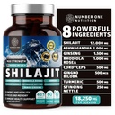 Tiszta Himalája Shilajit nőknek és férfiaknak [50% Fulvic Acid] Jobb, mint Resin Ashwagandha, Ginseng, Turmeric, Gingko Biloba, Stinging Nettle, Cordyceps to Support Energy & Immunity, 60Caps