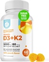 DR MORITZ-vitamin D3-vitamin (5000 NE) K2-vel - felnőttek és gyermekek számára - D3-vitamin K2-gumi Immuntámogatás és Csontegészség - Vegán, Sugar mentes, glutén mentes (60 gróf)