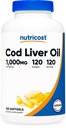 Nutricost Cod máj olaj 1000mg, 120 Softgels - Non-GMO & Gluten Free
