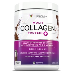 Multi kollagén peptidek por nőknek - hidrolizált csokoládé kollagén por nőknek I II III V és X C-vitamin és hialuronsav a haj bőr és körmök (csokoládé) - 30 adag