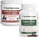 Echte Pilze Türkei Tail für Menschen (90ct) & Mushroom Pet Relax Chews (60 Chews) - Bundle für Immunität und Entspannung - Vegan, Non-GMO, Gluten-Free, Grain-Free Pilzextrakt Ergänzungen