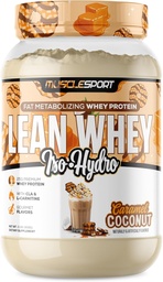 Musclesport Lean Whey Revolution ™ Protein Powder - Whey Protein Isolate - Alacsony kalóriatartalmú, alacsony szénatomszámú, alacsony zsírtartalmú, hihetetlen aromák - 25 g fehérje per Scoop (2LB, kókuszkaramell)